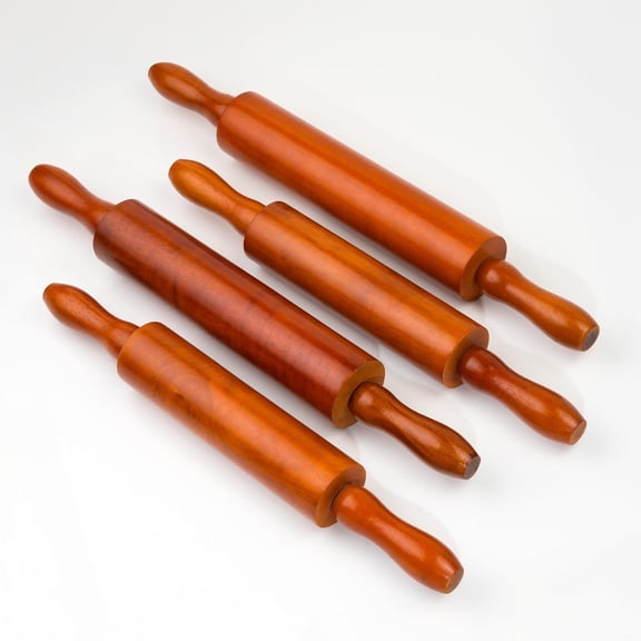 Wooden Rolling Pin, 18 Inch Set of 4 Wooden Dough Roller for Baking Pizza, Pies, Cookies, and Pastry, Comfortable Handles