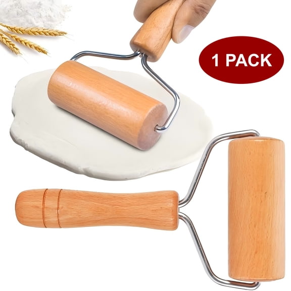 Wooden Rolling Pin Small 9.5cm Non-stick Dough Roller for Pizza Home Kitchen Baking Cooking-1 PACK