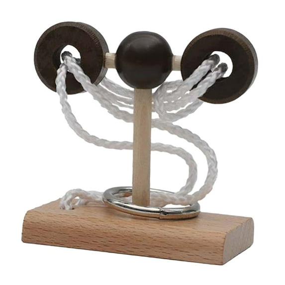 Wooden Rope Puzzle Disentanglement Puzzle Portable Threading Rope Loop Puzzle for Memory Reasoning Creativity Observation F