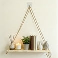 thumbnail image 1 of Wooden Rope Shelf Rack Wall Hanging Decorative Rack – Rural Floating Shelf Display for Living Room Bedroom Bathroom Kitchen, 1 of 6