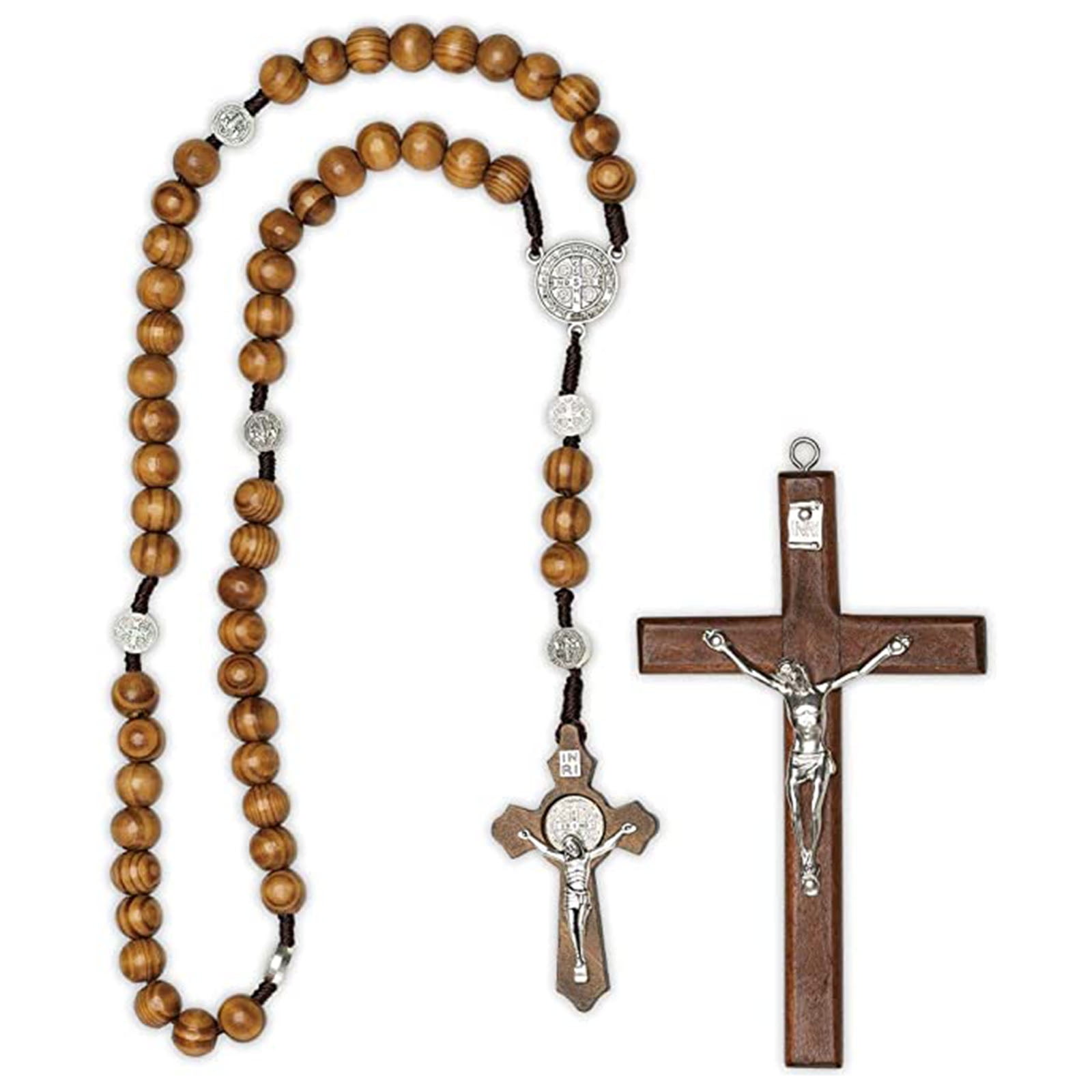 Amazon.com: Black Rosary 6mm Bead Chain With Jesus, Cross Coin Pendant  Religious Necklace Christ Jewelry: Clothing, Shoes & Jewelry