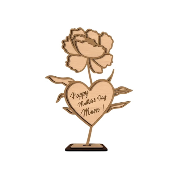 Wooden Rose Decor for Mom, Heart Shaped Table Sign with 'Mom You Are Best' Text, Rustic Wood Floral Tabletop Art, Mother's Day Gift, Birthday Present for Mom from Daughter Son, Farmhouse