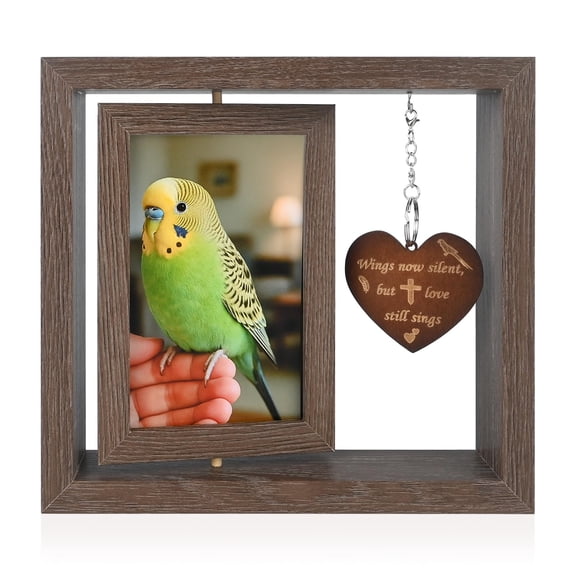 Wooden Rotating Memorial Picture Frame for 4x6 Photo Bird Sympathy Keepsake