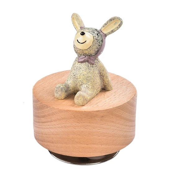 Wooden Rotating Music Box with CuteAn1ma1Ornament for Home or Office Decors