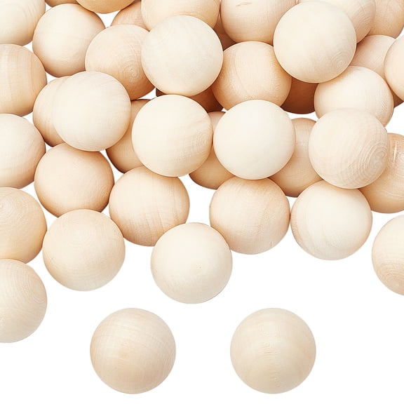 Wooden Round Ball DIY Decorative Wood Crafting Balls Unfinished Wood Sphere No Hole/Undrilled Undyed White 24~25mm