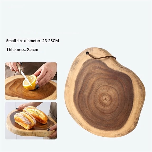 Wooden Round Cutting Board with Tree Bark Rim | Thick Mango Wood Live Edge Chopping, Prep, Serve Board | Charcuterie Platter - 9-11"