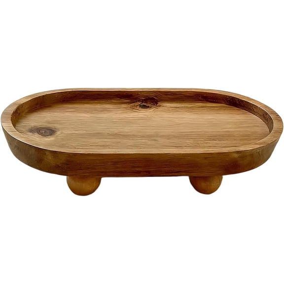Wooden Round Riser 19.8x11.8x4.3cm Non Slip Tray for Home