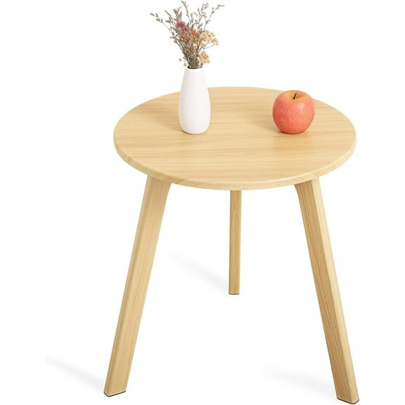 Wooden Round Side Table Modern Rustic Farmhouse Coffee Table Oval Mid Century Triangle Small Table for Living Room Bedroom BedsideTable and Office,Natural