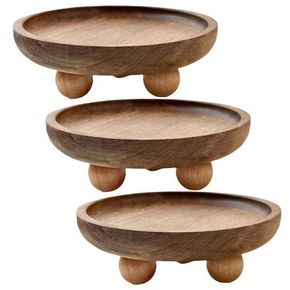 5-inch diameter country cake stand, round retro cupcake stand, natural wooden cake stand, dessert display base, suitable for kitchen/bathroom counter/plant stand/cake stand