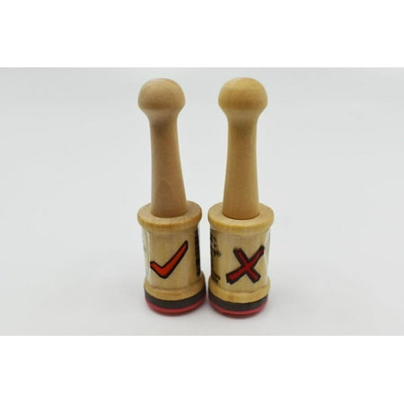 Wooden Rubber Peg Stamp- Check Mark and X