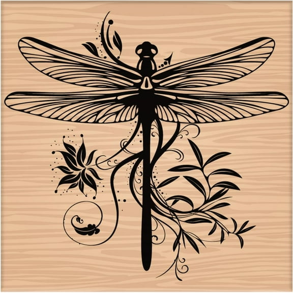Wooden Rubber Stamp Dragonfly Vine Decorative Wood Stamps Vintage Wood Mounted Rubber Stamps DIY