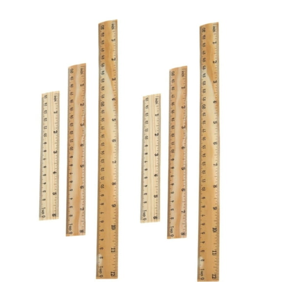 Wooden Rulers, 6 Packs Bulk Rulers with Centimeters and Inches, Metric Wood Ruler for Drafting Teacher Classroom Supplies(12inch, 8inch, 6inch)