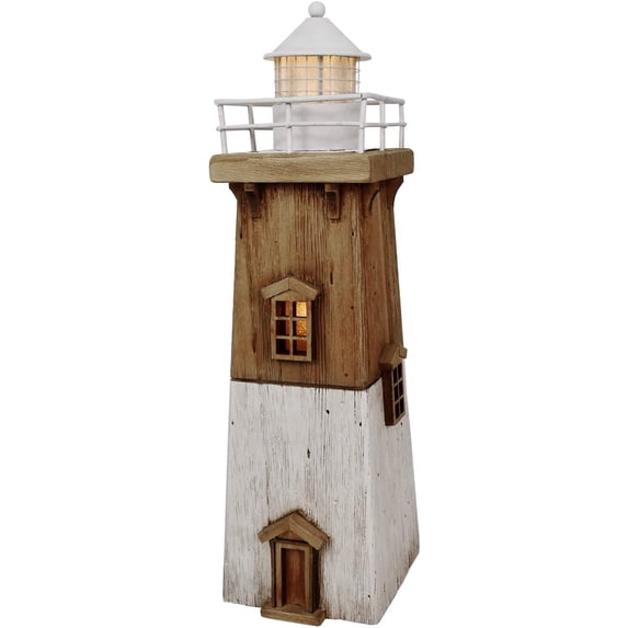 Wooden Rustic Lighthouse Nautical Tabletop Decoration Beach Themed Decor