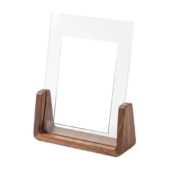 Wooden Rustic Picture Frame with Base U Shaped Double Sided High Definition Acrylic Covers Menu Holder Sign Card Stand for Tabletop or Desktop Display