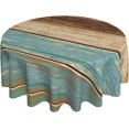 thumbnail image 1 of Wooden Rustic Tablecloth Round Farmhouse Turquoise Table Cloths Washable Rustic Table Cover for Decoration Kitchen Dining Room 60x90 Inch, 1 of 6