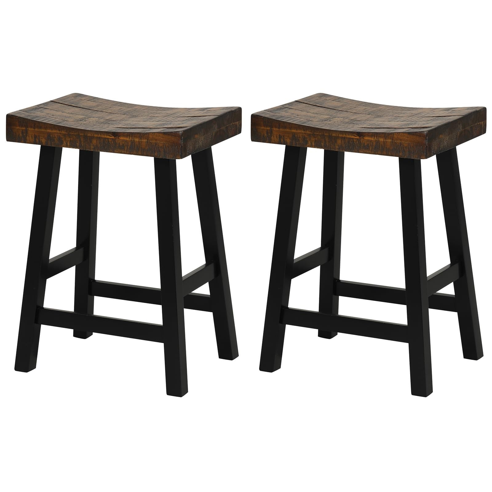 Wooden Saddle Bar Stools