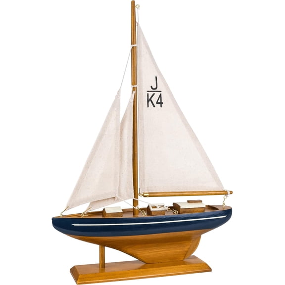 Wooden Sailboat Model Sailing Ship 10.5" Navy