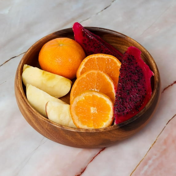 Wooden Salad Bowl Set of 4 – Large Natural Wood Bowls for Food, Serving & Kitchen Use