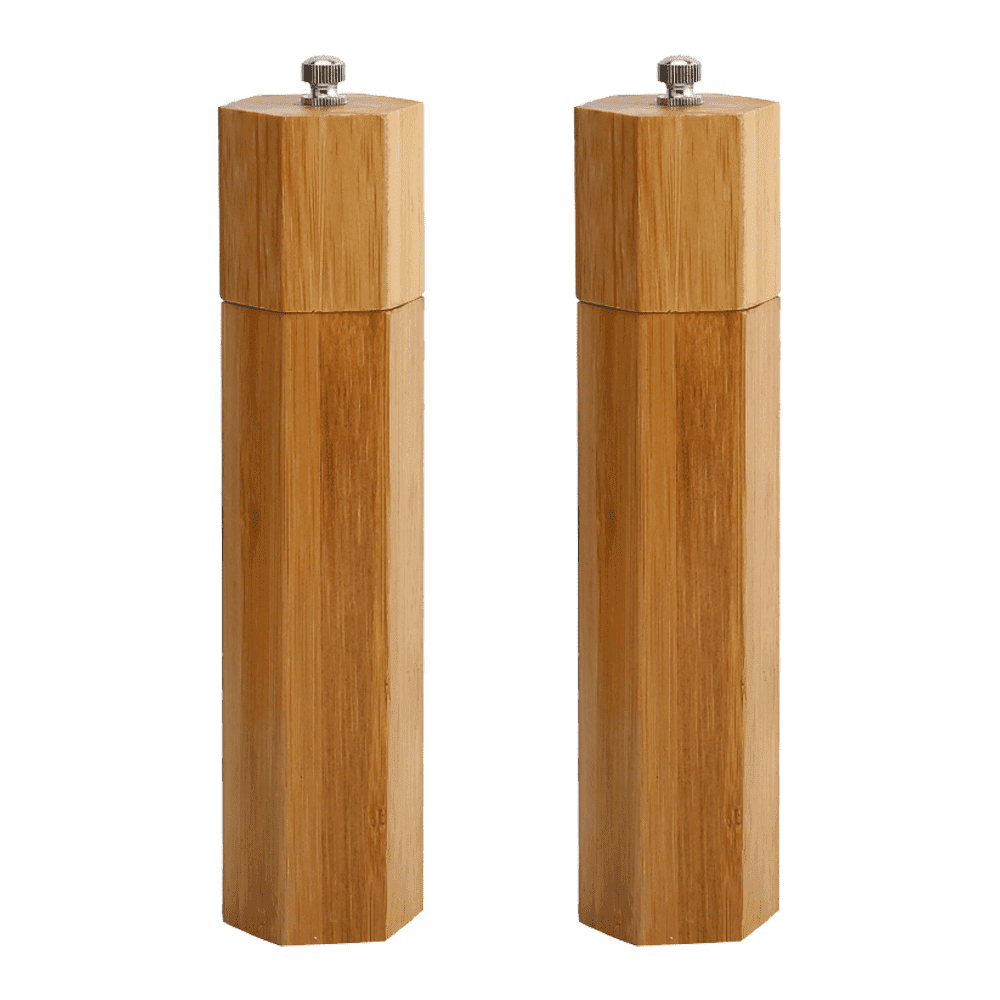 Wooden Salt and Pepper Grinder Set, Sustainable Acacia Wood, Elegant Sea Salt Grinder and Black