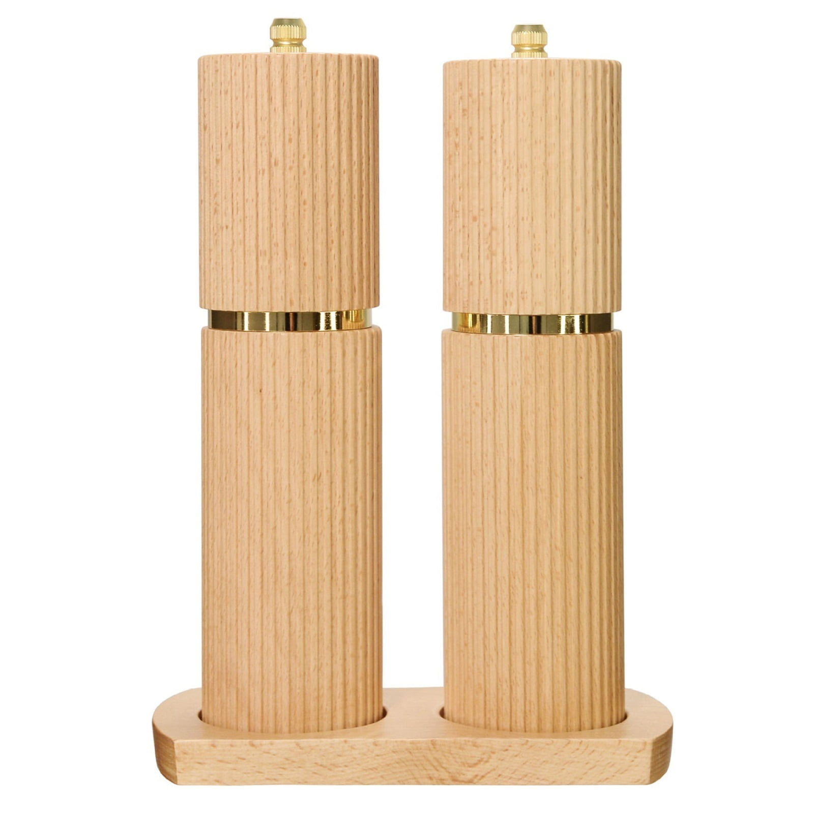 Wooden Salt and Pepper Grinder Set with Wooden Tray, Refillable Salt and Pepper grinder with Adjustable Coarseness