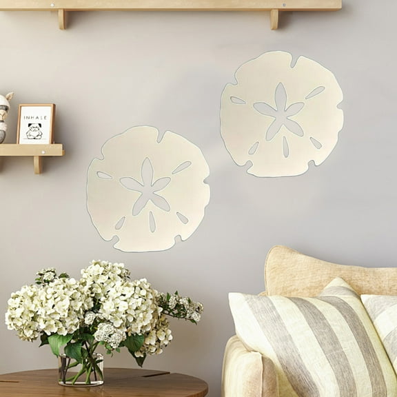 Wooden Sand Dollar Wall Art - Handcrafted Round Wood Wall Decoration for Kitchen, Living Room, Bedroom, Bathroom & Outdoor Spaces