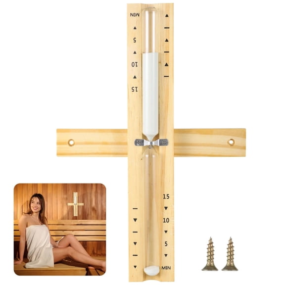 Wooden Sand Timer 15 Min Sauna Hourglass with Rotating Design Heat Resistant Wall Mountable