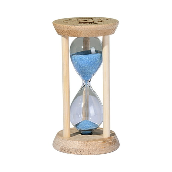 Wooden Sand Timers 1 Minute,Stunning Glass Bamboo Mini Blue Sand Hourglass for Productivity, Meditation & Decor, 1min for Kitchen, Office, Yoga, Game, Classroom