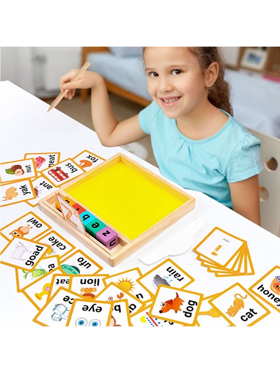 Wooden Sand Tray for Classroom, Usupdd Learning Writing Tray with Cards Pen, Fine Motor Skills Sand Box Toy for Kids Letters Numbers Drawing