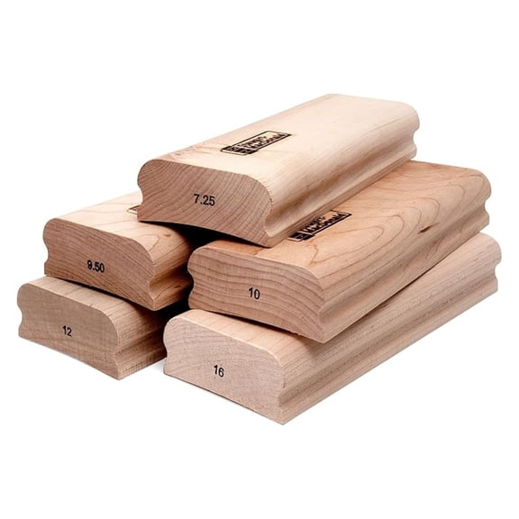 Wooden Sanding Blocks for Guitar - 8" Length, 5 Radius Set - Fretboard Shaping & Leveling - Luthier Tools