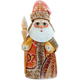 Wooden Santa Claus Father Frost Hand Carved Hand Painted 6 Inch Tall