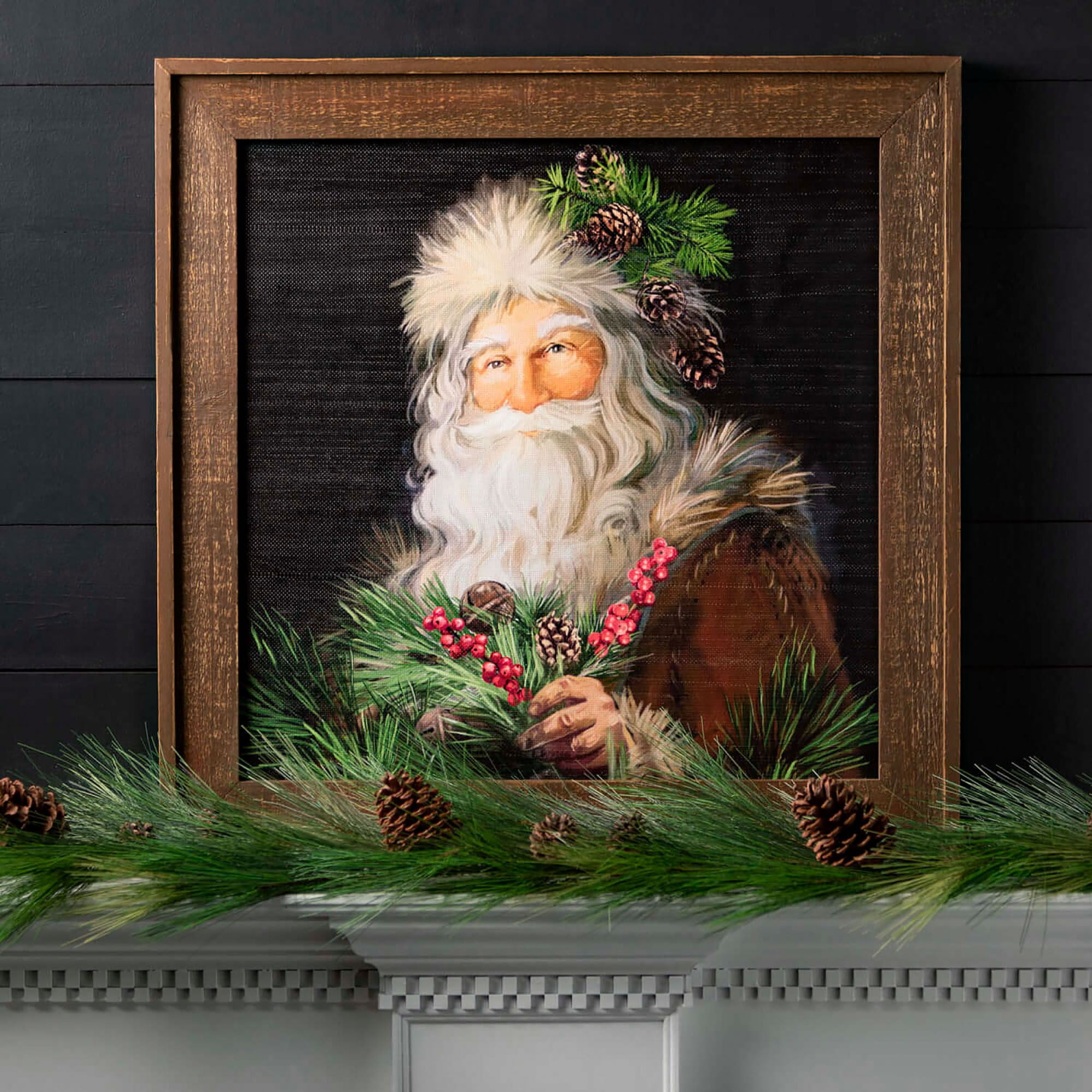 Wooden Santa Wall Art Multicolor 30"H Wood