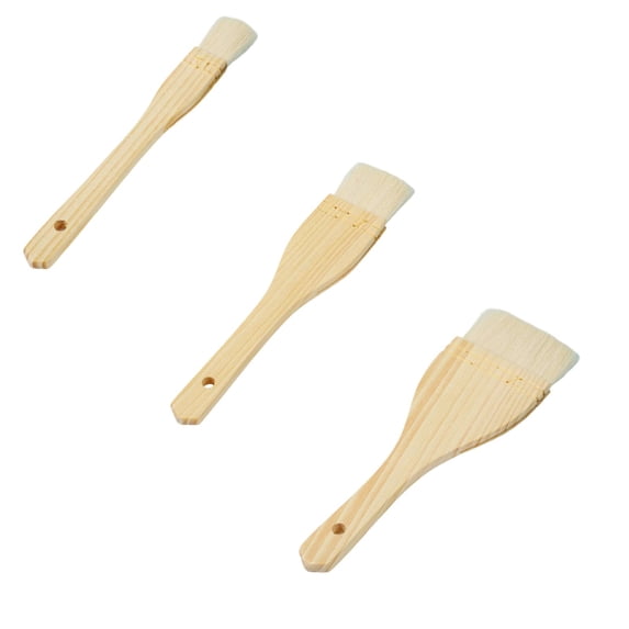 Wooden Sauce Brush for Cooking BBQ Grilling Baking, Food Grade Basting Brush for Butter Oil Marinade Application Kitchen Utensil, Kitchen Wood Handle Brush (3 Pcs)