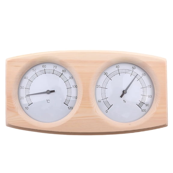 Wooden Sauna Thermometer Hygrometer 2-in-1 - Solid Wood Temperature & Humidity Gauge for Indoor Sauna Room, Easy to Read Display