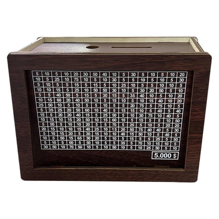 Wooden Savings Box with Lock - 2026 New Year Savings Challenge Box, Counter Bank Box with Slots and Numbers, Money Saving Piggy Bank for Kids & Adults (Includes Pen: 5ml)