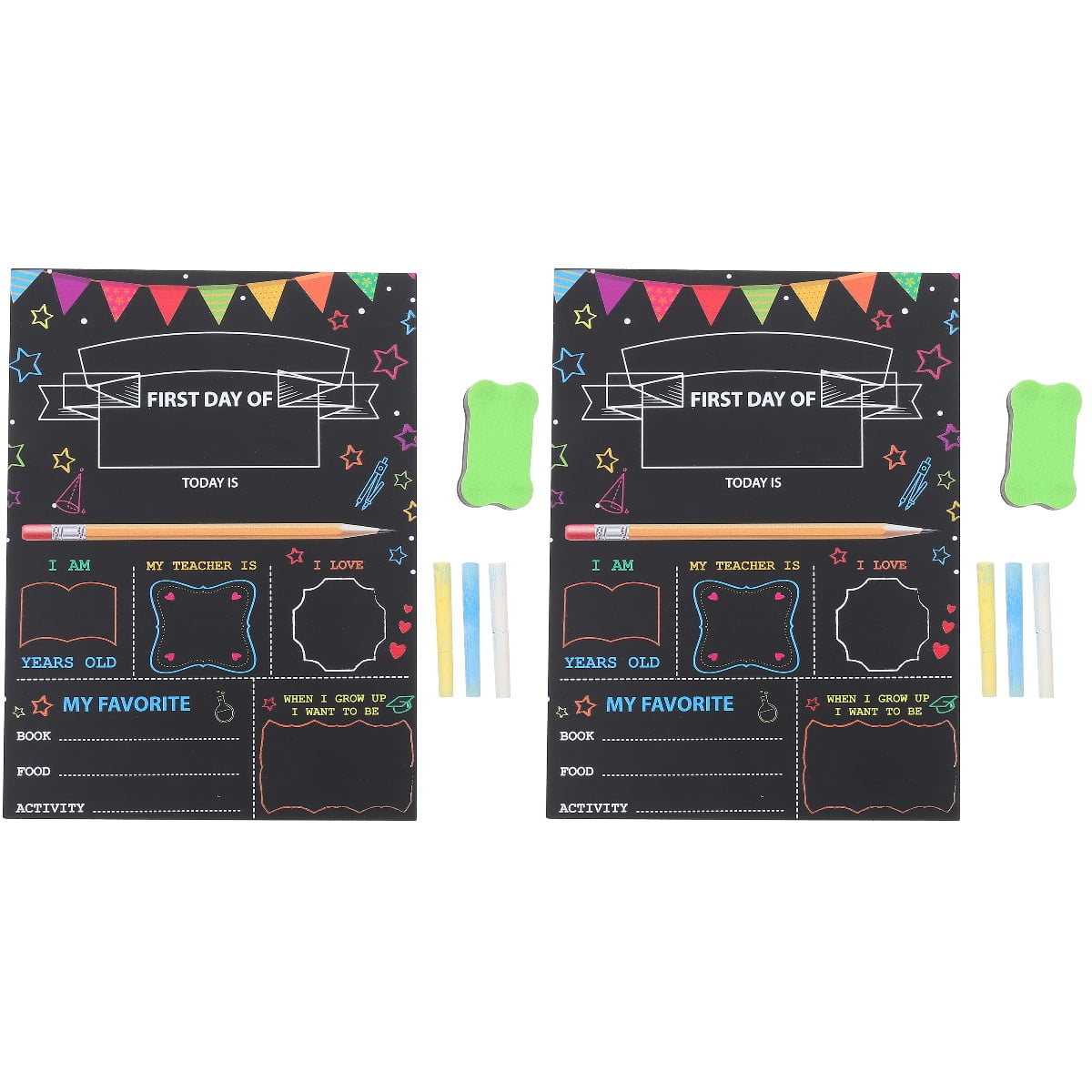 First & Last Day Of School Chalkboard, 11.8 X 9.8 Inch Double Sided 1st Day Of
