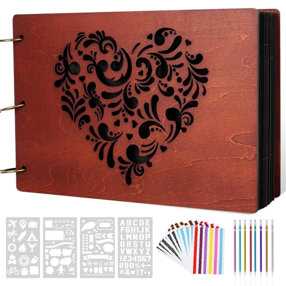 Wooden Scrapbook Photo Album Love Scrapbook 100 Pages DIY Memory Keepsake