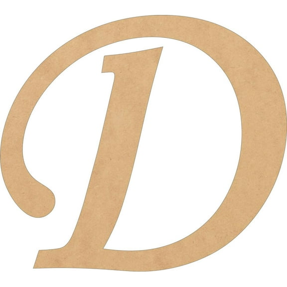 Wooden Script Letters, Unfinished 8'' Tall Alphabet D, Blank Wall Craft