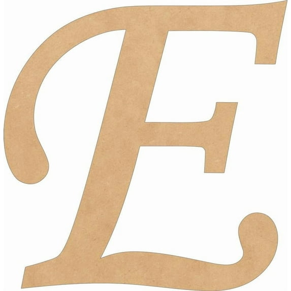 Wooden Script Letters, Unfinished 8'' Tall Alphabet E, Blank Wall Craft