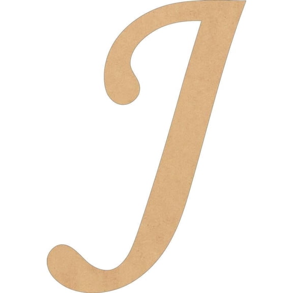 Wooden Script Letters, Unfinished 8'' Tall Alphabet J, Blank Wall Craft