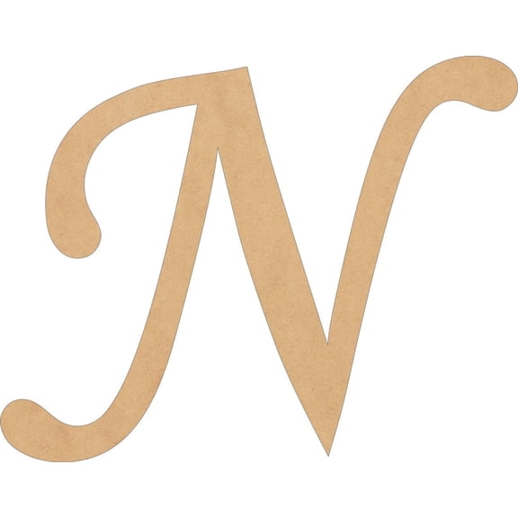 Wooden Script Letters, Unfinished 8'' Tall Alphabet N, Blank Wall Craft