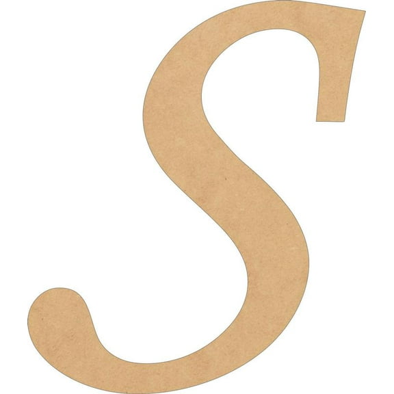 Wooden Script Letters, Unfinished 8'' Tall Alphabet S, Blank Wall Craft