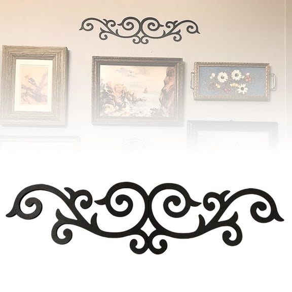 Wooden Scroll Wall Art,Traditional Chinese Hanging Decoration with Intricate Detailing,For Living Room Study Office Decor,1PC,Black