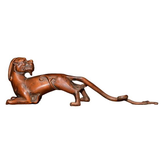 Wooden Sculpture Decor Handcarved Tiger Figurine Statue Protection Fortune Blessing Courage Prosperity Safety Might Ornament