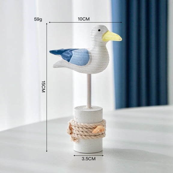 Wooden Seagull Figurine,Nautical Coastal Crafts Nordic Birds Sculptures for Home Outdoor Garden Yard Seaside Beach Beauty Decor