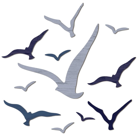 Wooden Seagull Wall Decor Nautical Theme Beach Coastal Art Small Seagull Sea Birds Wall Decor Ocean Adhesive Sculpture Vintage Ornaments for Home Bathroom