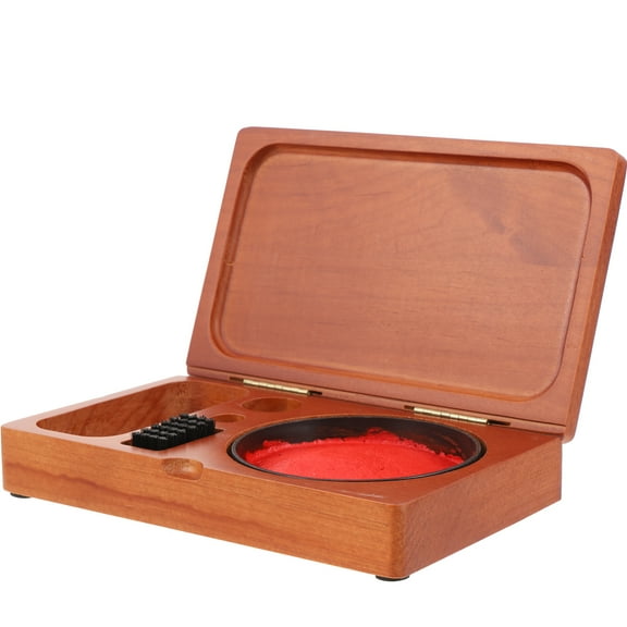 WRITWAA Multifunctional Wood Stamp Storage Box for Office Work and Travel Portable Vintage Design Stamp Holder 1Pack