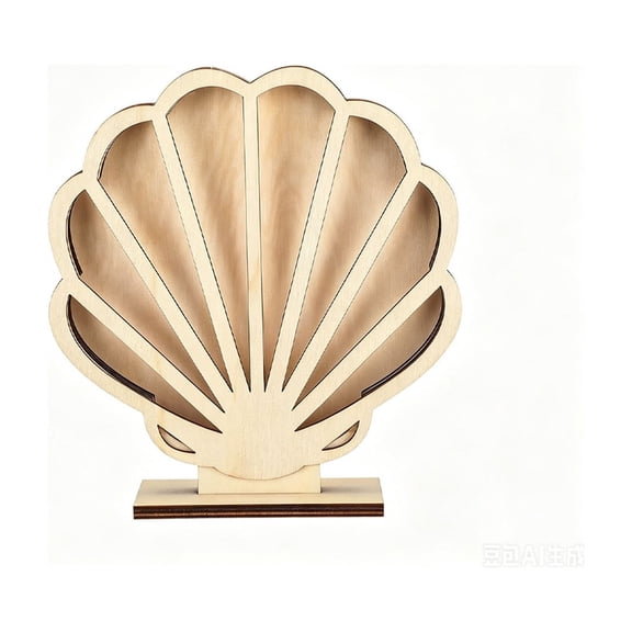 Wooden Seashell Display Box - Decorative Storage for Seashell Collection on Desktop