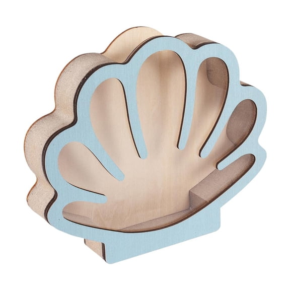 Wooden Seashell Display Case, 7 x 5.85 x 2.34 in, Multi-Tier Organizer, Showcases Shell Collections Clearly, Perfect for Living Room or Office Decor