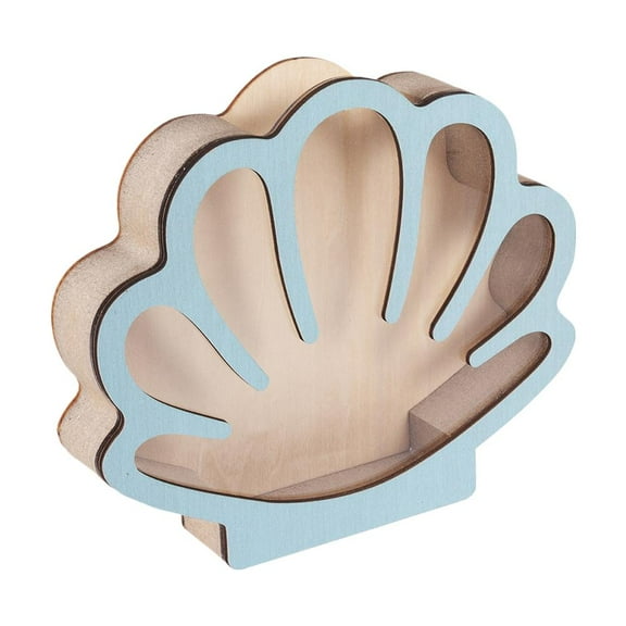 Wooden Seashell Display Case with Acrylic Panel, Sea Shell Holder & Storage Box for Collectors, Shark Tooth, Starfish, Sea Glass Collection, Memory Keepsake Box
