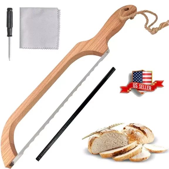 Wooden Serrated Bread Knife Bow Serrated Saw Slicing Bread Knife For Bagels Cake